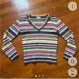Saint Laurent Multicolor Striped V-Neck Sweater